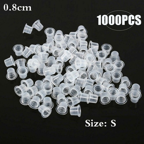 1000PCS Ink Caps Small Plastic Pigment Cups Tattoo Supplies 8mm USA