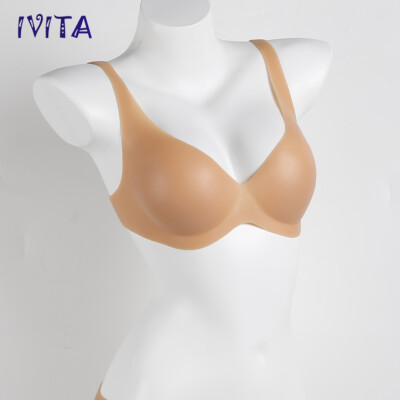 Soft Silicone Bra for Fashion Travel bra Woman Brown Silicone Bra Size L