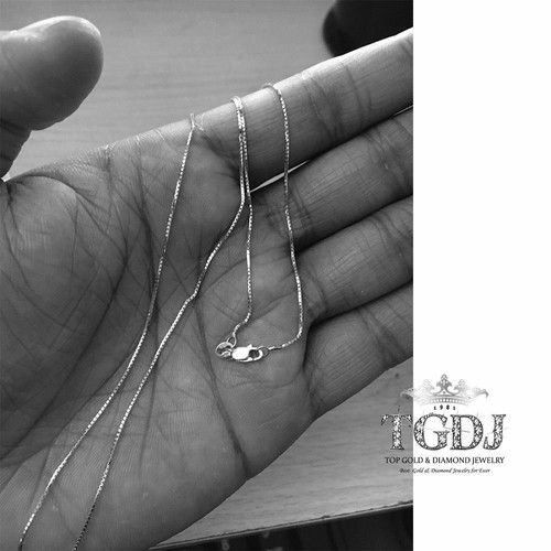 Pre-owned Tgdj 1mm Solid 14k White Gold Shiny Italian Box Chain Necklace Lobster Clasp 16"-24" In 18 Inch"