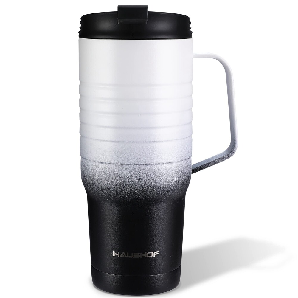 HAUSHOF 24oz Travel Mug Stainless Steel Vacuum Insulated Double Wall with Handle