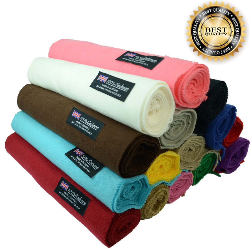  Men Women Unisex 100% Cashmere Scarf Wrap Pure Solid Color Wool Soft Scotland