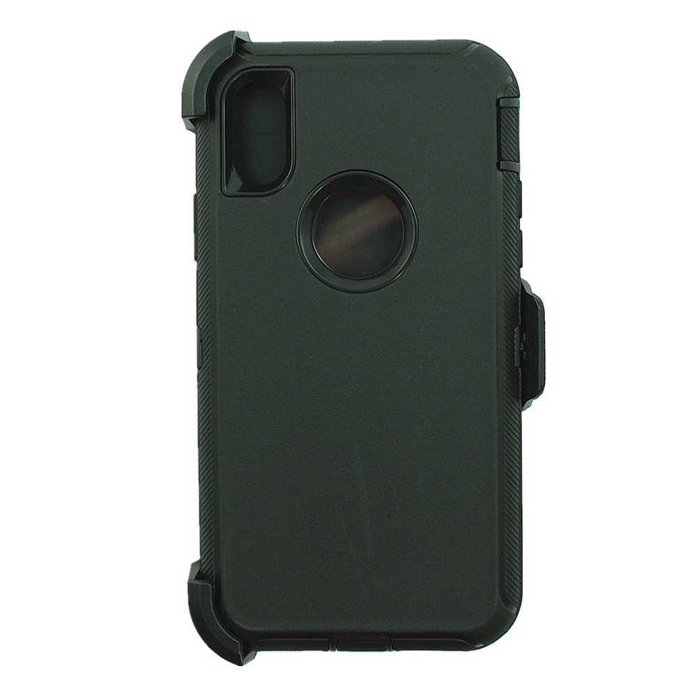 For Apple iPhone XR Defender Case Cover (Belt Clip Holster Fits Otterbox) Black