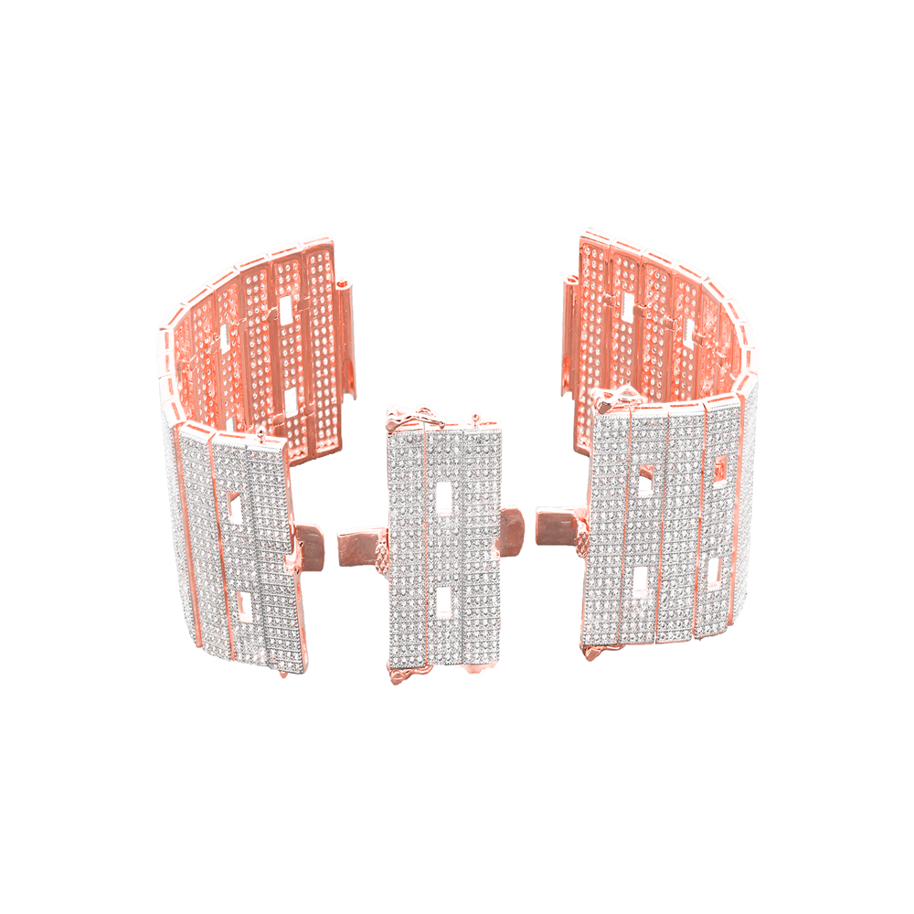 Pre-owned G-shock Custom Casio  Rose Gold Simulated Diamondadjustable Band Watch Gd -100