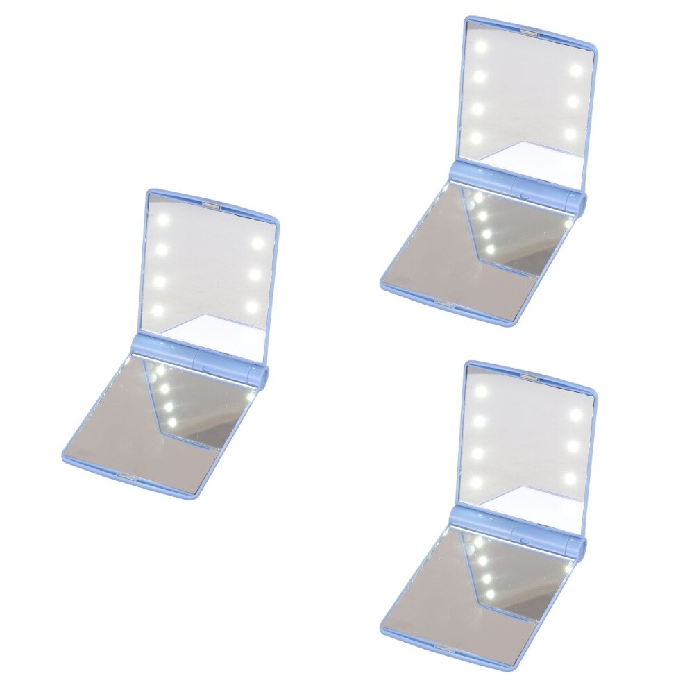 3 stücke LED Beleuchtet Make-up Spiegel Tragbare Kompakte 8-LED Kosmetische