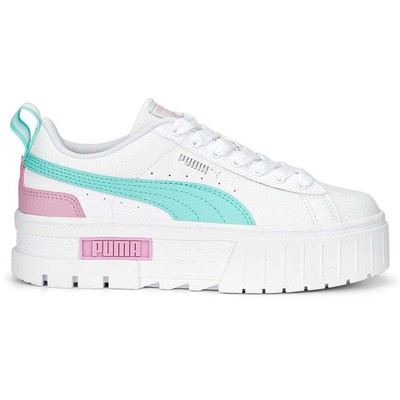

Повседневная обувь для девочек Puma Mayze на кожаной платформе, размер 6,5 м, кроссовки 384527, Белый, Puma Mayze Leather Platform Youth
