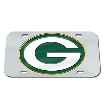Логотип Green Bay Packers, Серебристый зеркальный номерной знак с кристаллами