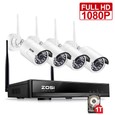 ZOSI 2MP Wireless Security Camera System 1080p 4CH WIFI NVR with Hard Drive 1TB