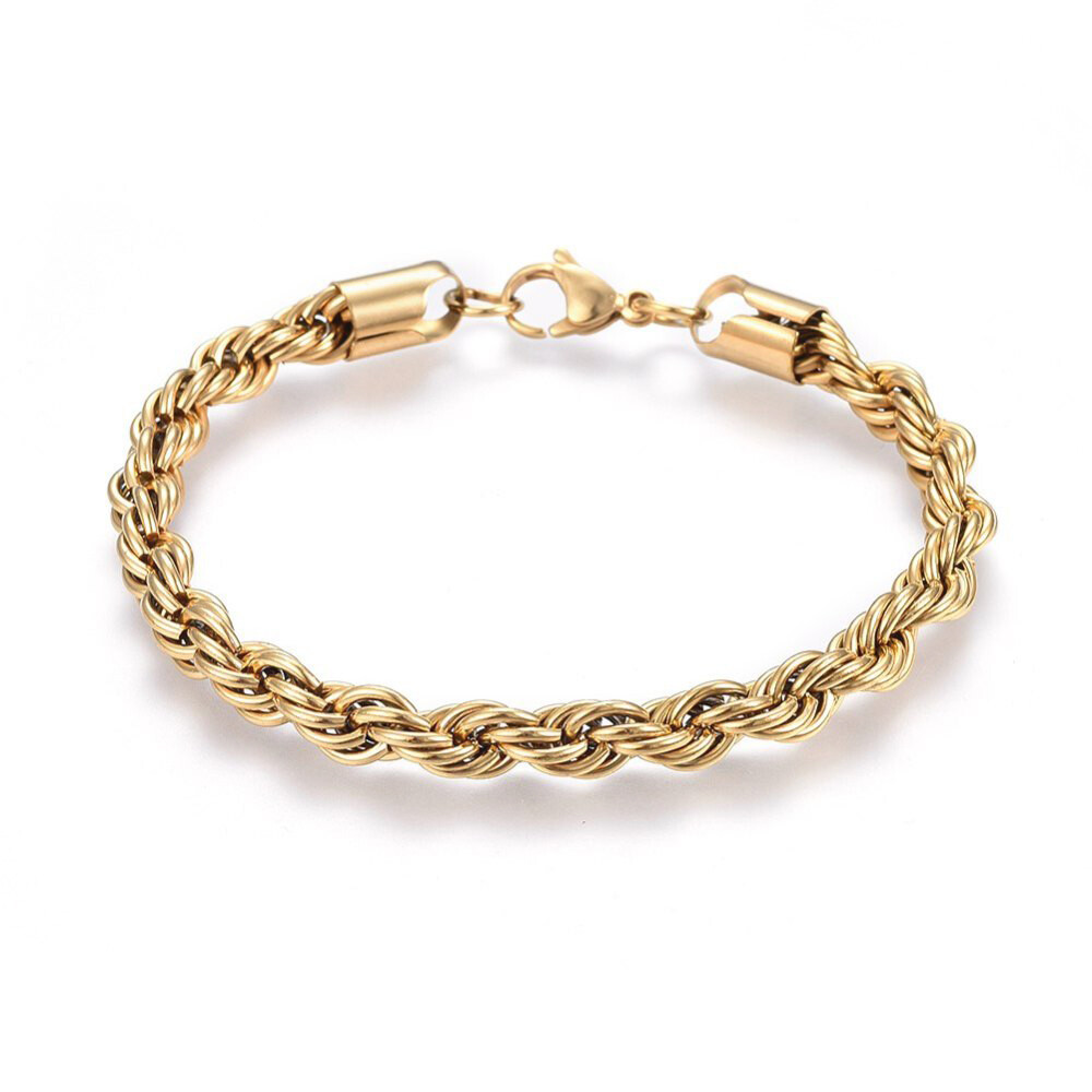 【HYERES LOR】23SS★ H edition BR(Y) Rope Chain Bracelet 304 Stainless Steel Rope Chain Bracelet Lobster Gold 8.5