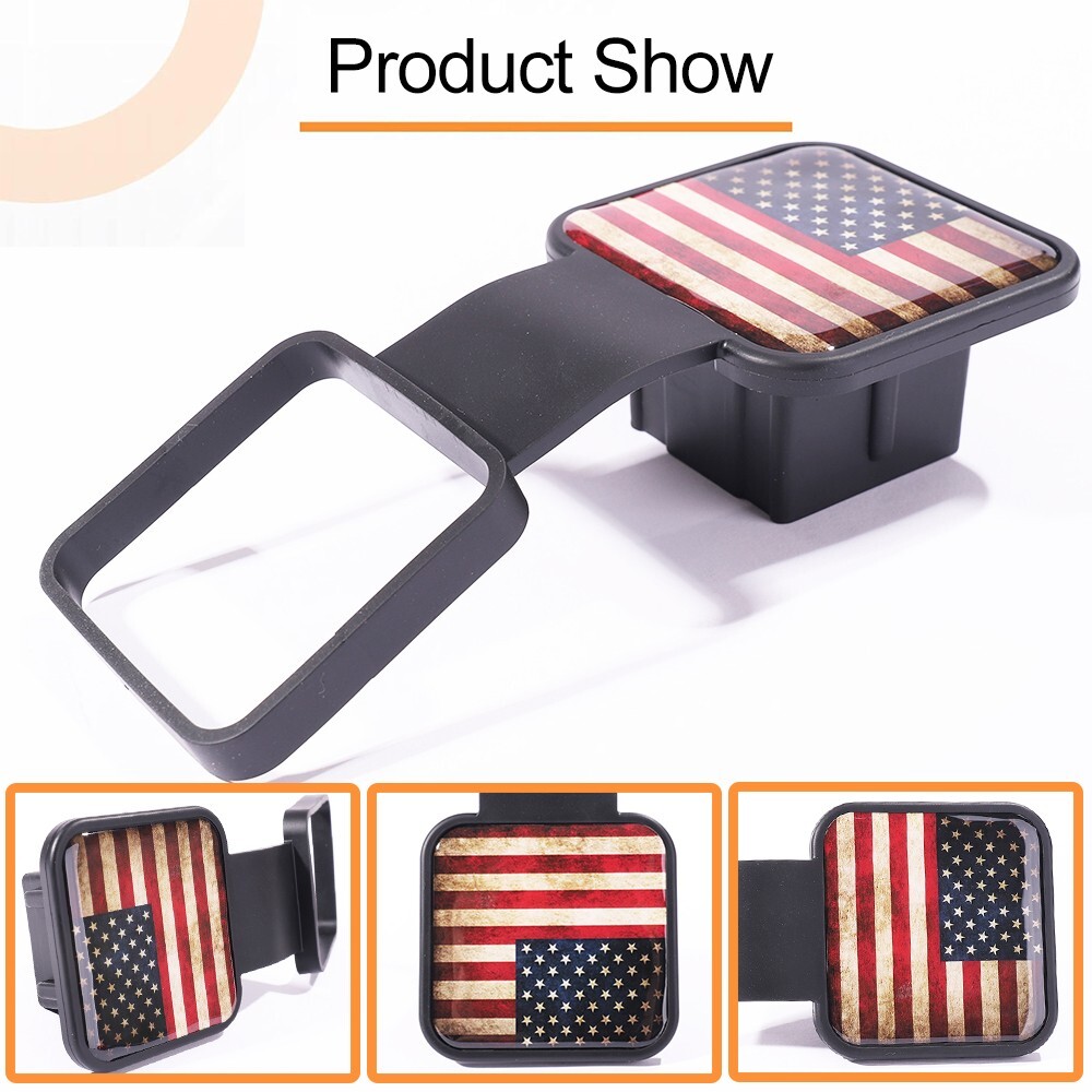 2" USA Flag Hitch Receiver Cover Tow Trailer Tube Plug Cap 4-Way Flat Insert