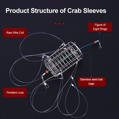Portable Crab Lobster Crayfish Snare Trap Cage Pot Pier Kayak Fish Crabbing US