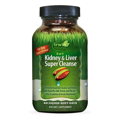 Irwin Naturals 2-in-1 Kidney & Liver Super Cleanse Soft-gels 60 CT Exp 10/25