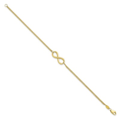 Pre-owned Superdealsforeverything Real 10kt Yellow Gold Polished Infinity Chain Bracelet; 7.5 Inch; Lobster Clasp