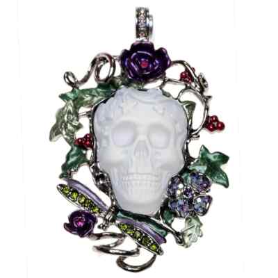 Kirks Folly Glass Dream Skull Enchanted Forest Magnetic Enhancer Silvertone