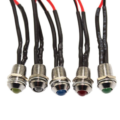 5X Car Boat 12V 8mm LED Indicator Light Pilot Dash Dashboard Panel Warning Lamp