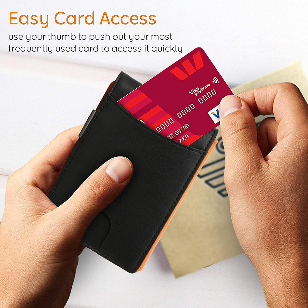 Cartera De Cuero Genuino Billetera Plegable Para Hombre Moda Casual Bloqueo RFID