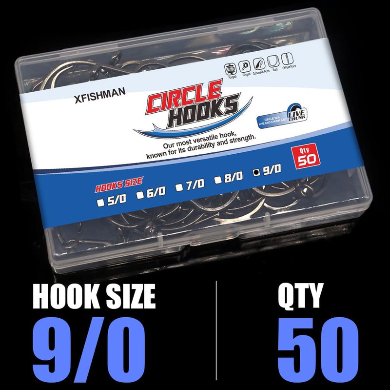 Circle-Hooks-Fishing-Equipment-Octopus-Hooks-Saltwater-50 Pack 1/0 &ndash;9/0