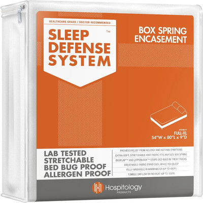 Sleep Defense System Box Spring Encasement Bed Bug Proof Zippered Protector Full