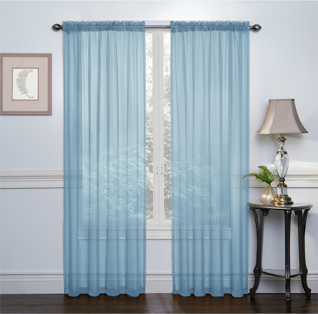 Vcny Home 2 Pack Ultra Luxurious Semi Sheer Voile Curtains Baby Blue Ebay