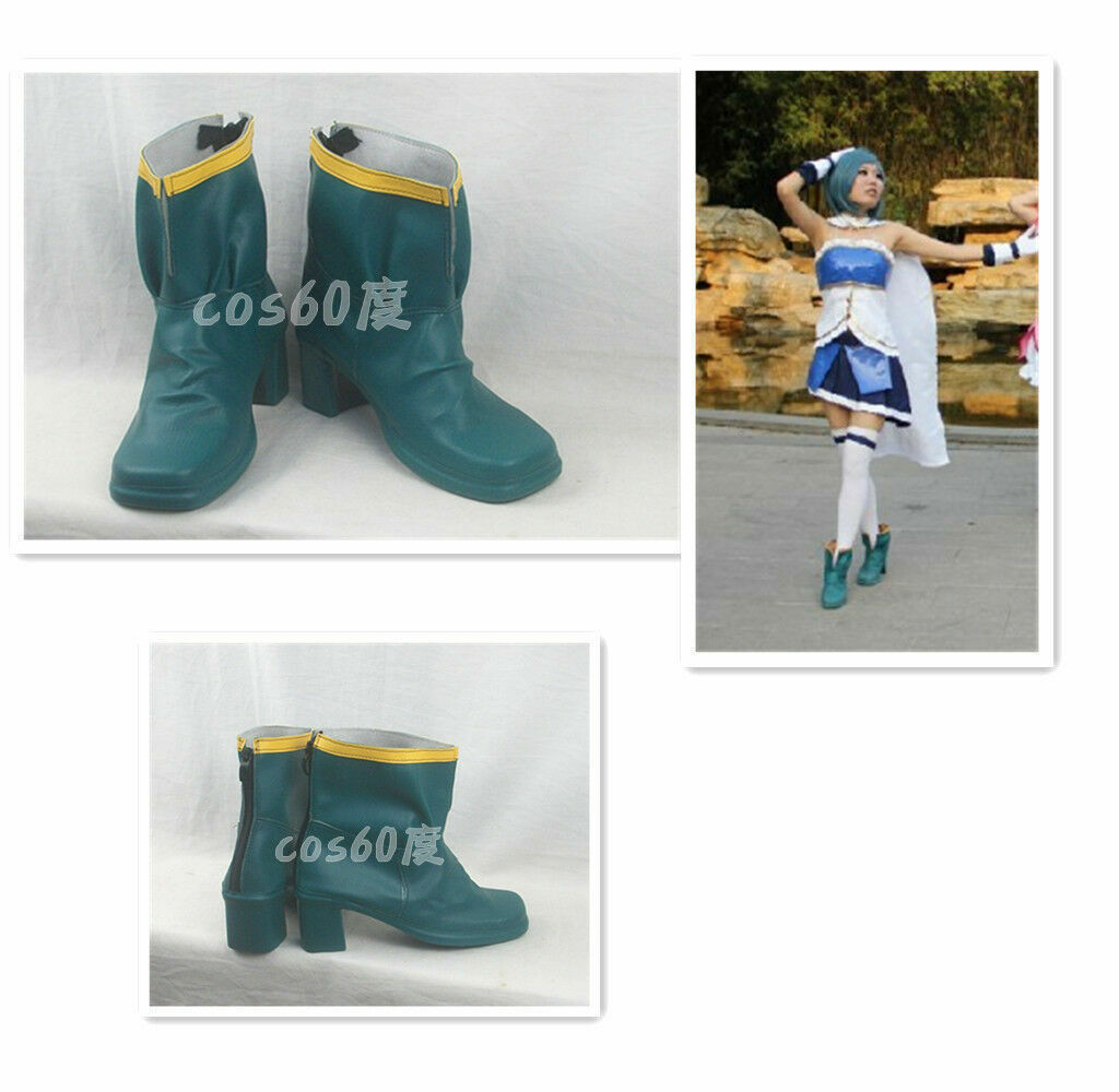 靴 sayaka Puella Magi Madoka Magica Sayaka Miki Blue Cosplay Shoes