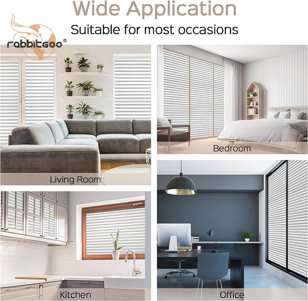 rabbitgoo Window Privacy Film Frosted Blinds Static Cling Anti-UV for Bathroom