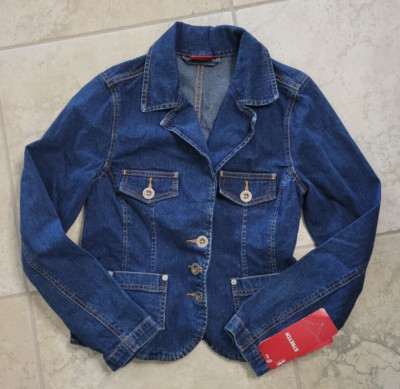 Levis Misses Junior Dark Wash Denim Jacket Size Medium Stretch NWT New w/ Tags