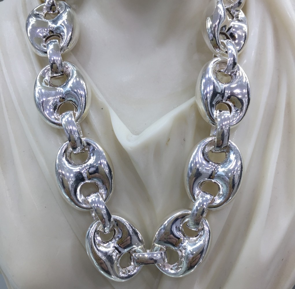 Pre-owned Handmade 17mm Mens Puffed Mariner Link Chain Necklaces 925 Sterling Silver 107gr 24 Inch