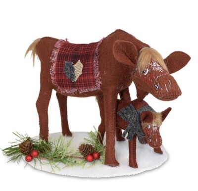 ANNALEE DOLL ''PINE & PLAID MOOSE & BABY'' 7'' 2023 * 760723 * NEW * FREE SHIPPING
