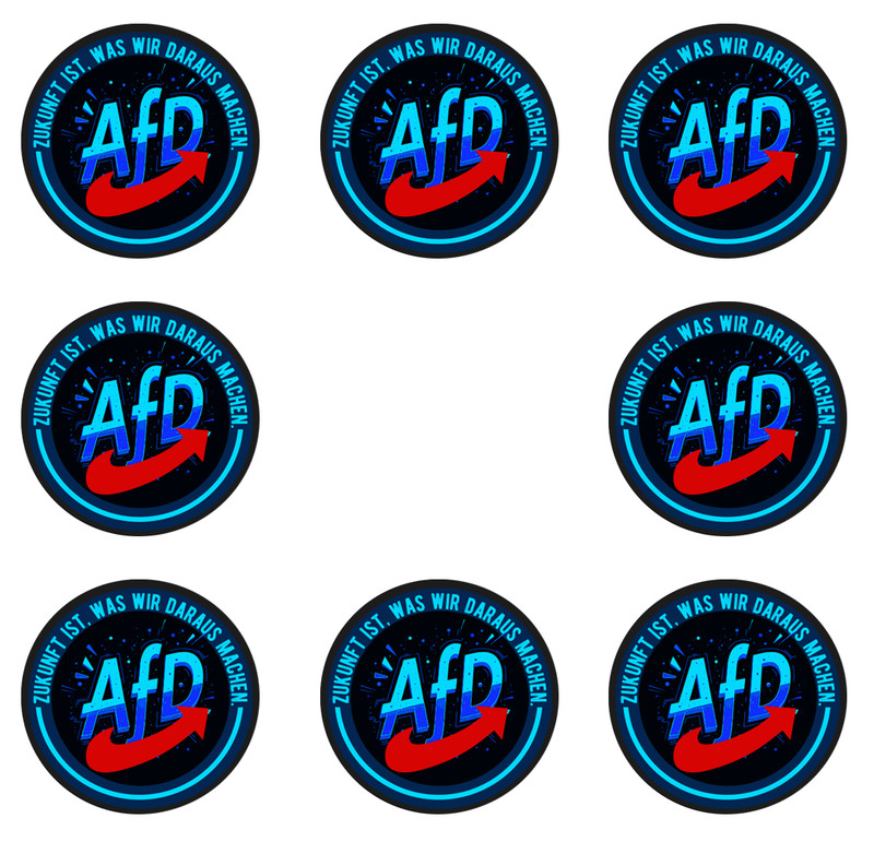 8-200x Einkaufswagen Sticker 4cm Papier-Aufkleber Zukunft Ist Was Wir Daraus Afd