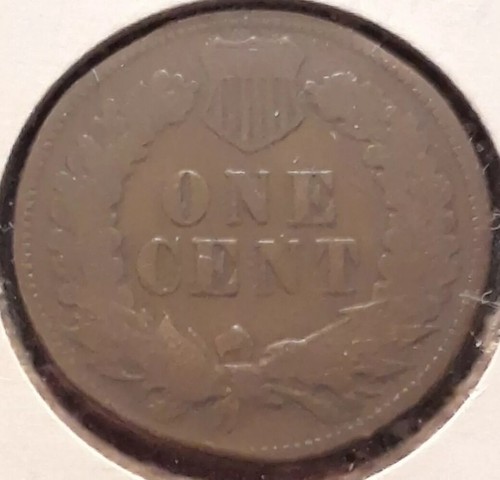 1873 Open 3 1C Indian Head Cent VG