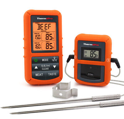 Digital Wireless Remote Meat Thermometer Cooking 2 Probes Oven BBQ Grill Smoker