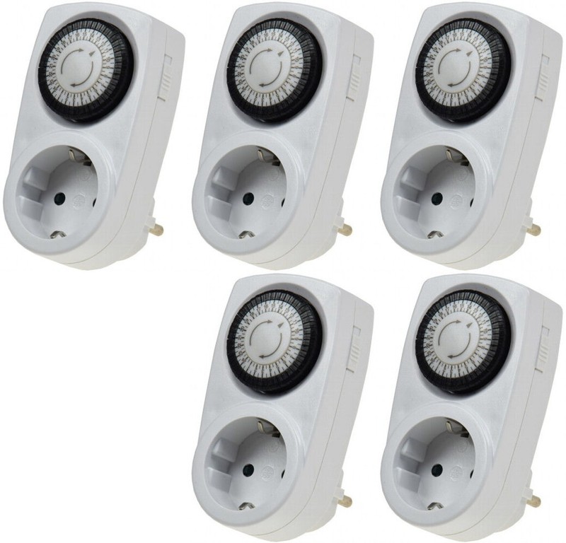 5x Zeitschaltuhr Steckdose Timer Zeitschalter Mechanische Schaltuhr Dauerbetrieb