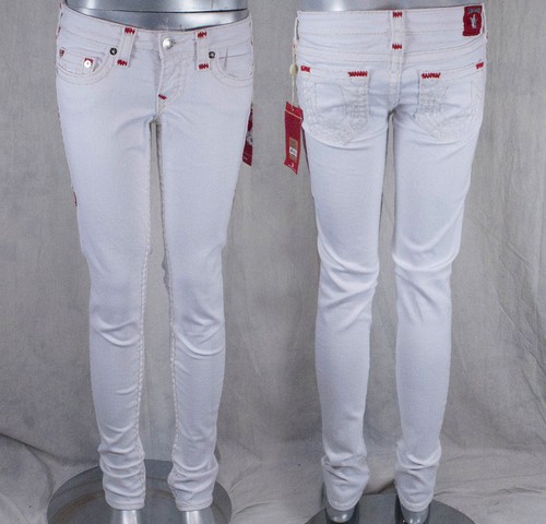 Pre-owned True Religion Jeans Brand Stella Contrast Red Super T Optic White W95592ca4