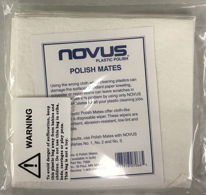 Novus Polish Mates 6 Pack Cloth Wipes High Quality For Polishing Plastics New
