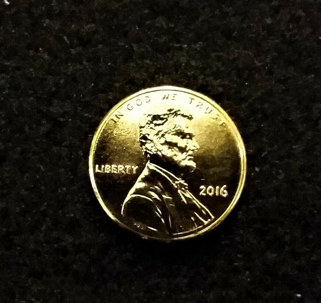 One 2016 24K Gold Plated Lincoln Shield Penny One Cent Uncirculated LOOK!!!