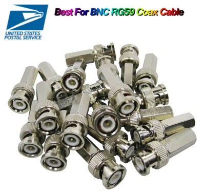 80 Pcs BNC Male Twist on RG59 Connector Adapter for CCTV Security camera system