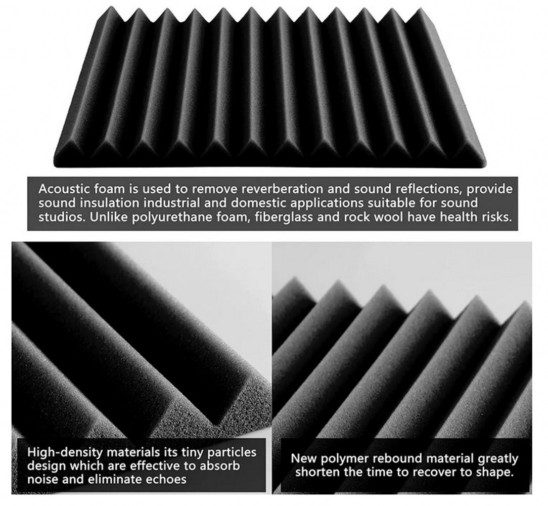 12~96 PACK 12"X12"X1" Acoustic Foam Panel Wedge Studio Soundproofing Wall Tiles
