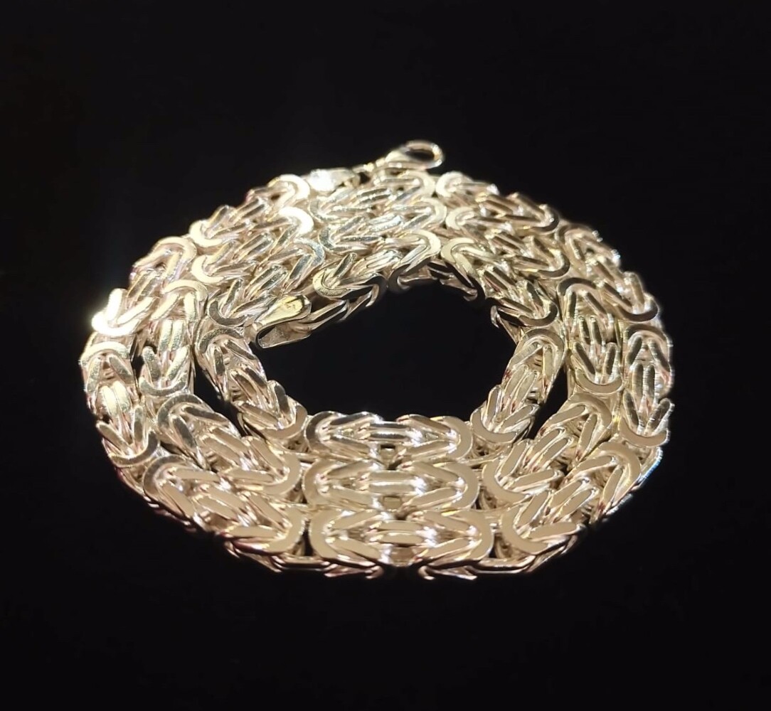 Pre-owned Handmade Byzantine Box King Chain Necklace Mens Silver Rope 925 Sterling 6.5mm 20" 118gr