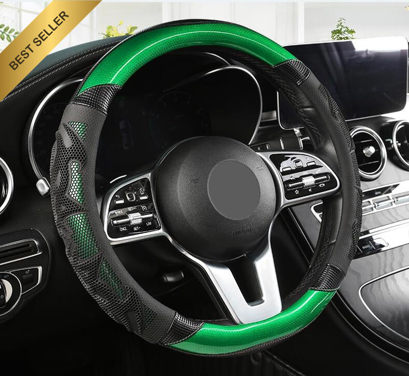 Honeycomb Steering Wheel Cover Carbon Fiber Leather Breathable Wear-Resistant 15