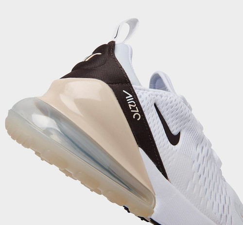 Pre-owned Nike Women's  Air Max 270 Brown Tan Sneakers Made With Swarovski Crystals Custom In White