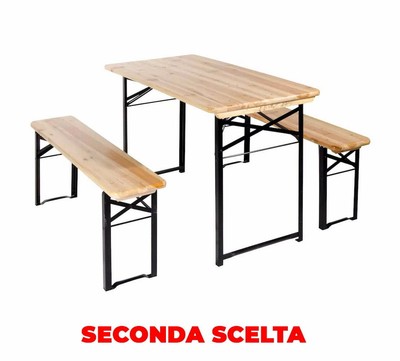 Set Birreria Da Giardino In Legno E Ferro Tavolo