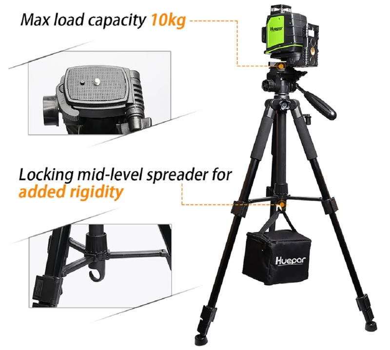 Multi-function Travel Camera Tripod 56"/143cm Adjustable Laser Level Tripod with