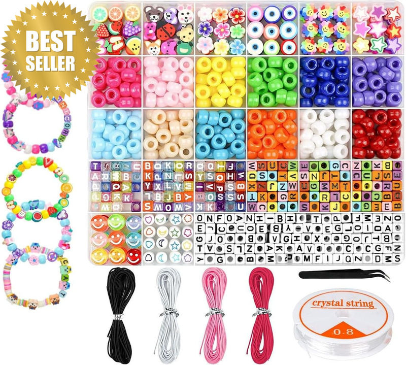 Polymer Clay Bead Craft Kit, Letter & Smile Beads for Bracelet Making