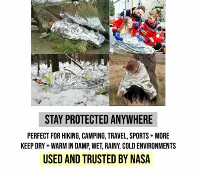 Emergency Mylar Thermal Blanket, Foil Rescue Survival Blanket - SILVER