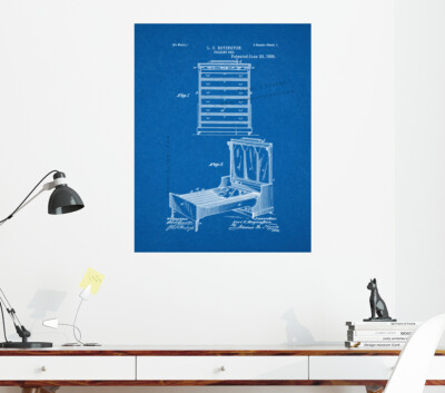 Folding Bed Patent Print Blueprint