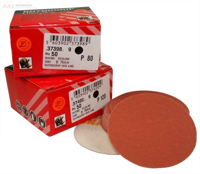 Indasa Rhynogrip Red Ø 75mm P40 - P200 Schleifscheiben Klett Schleifpapier