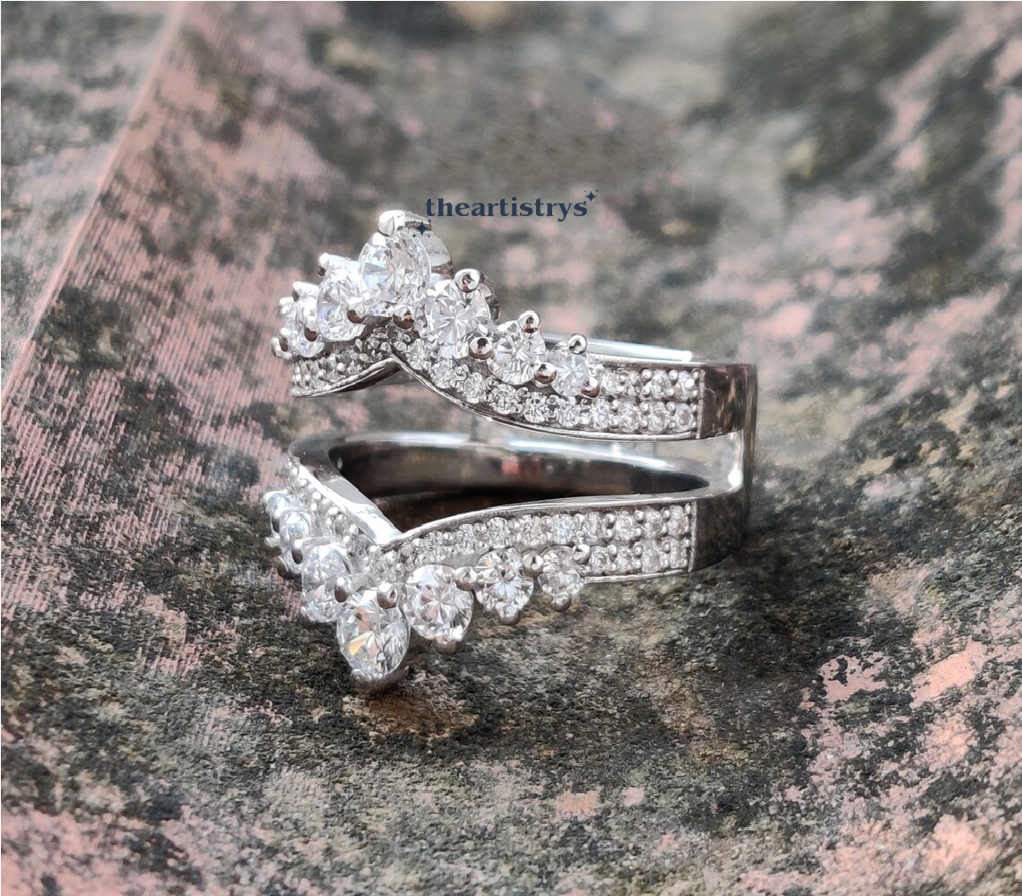 2 Carat Round Cut Simulated Diamond Enhancer Wedding Band Solid 14K White Gold