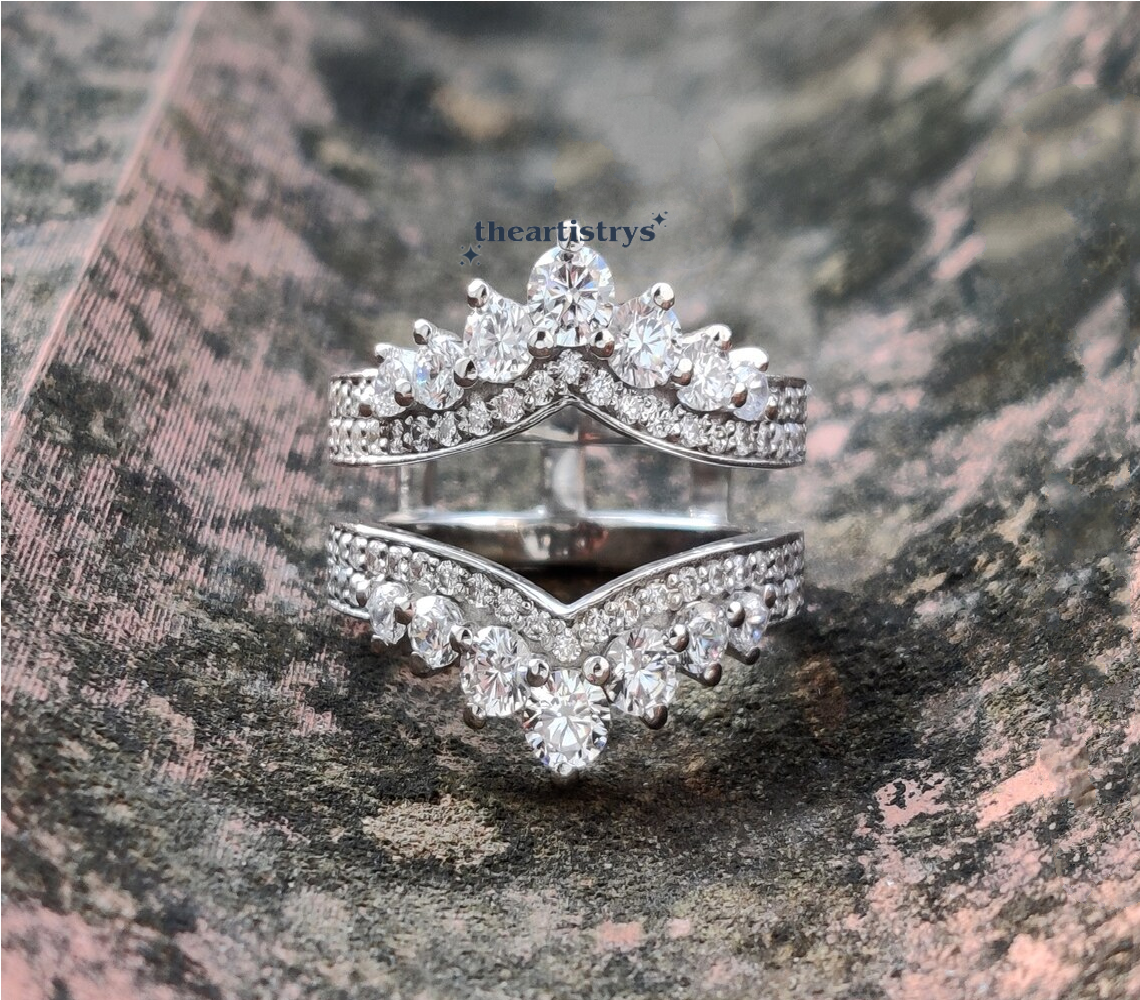 2 Carat Round Cut Simulated Diamond Enhancer Wedding Band Solid 14K White Gold