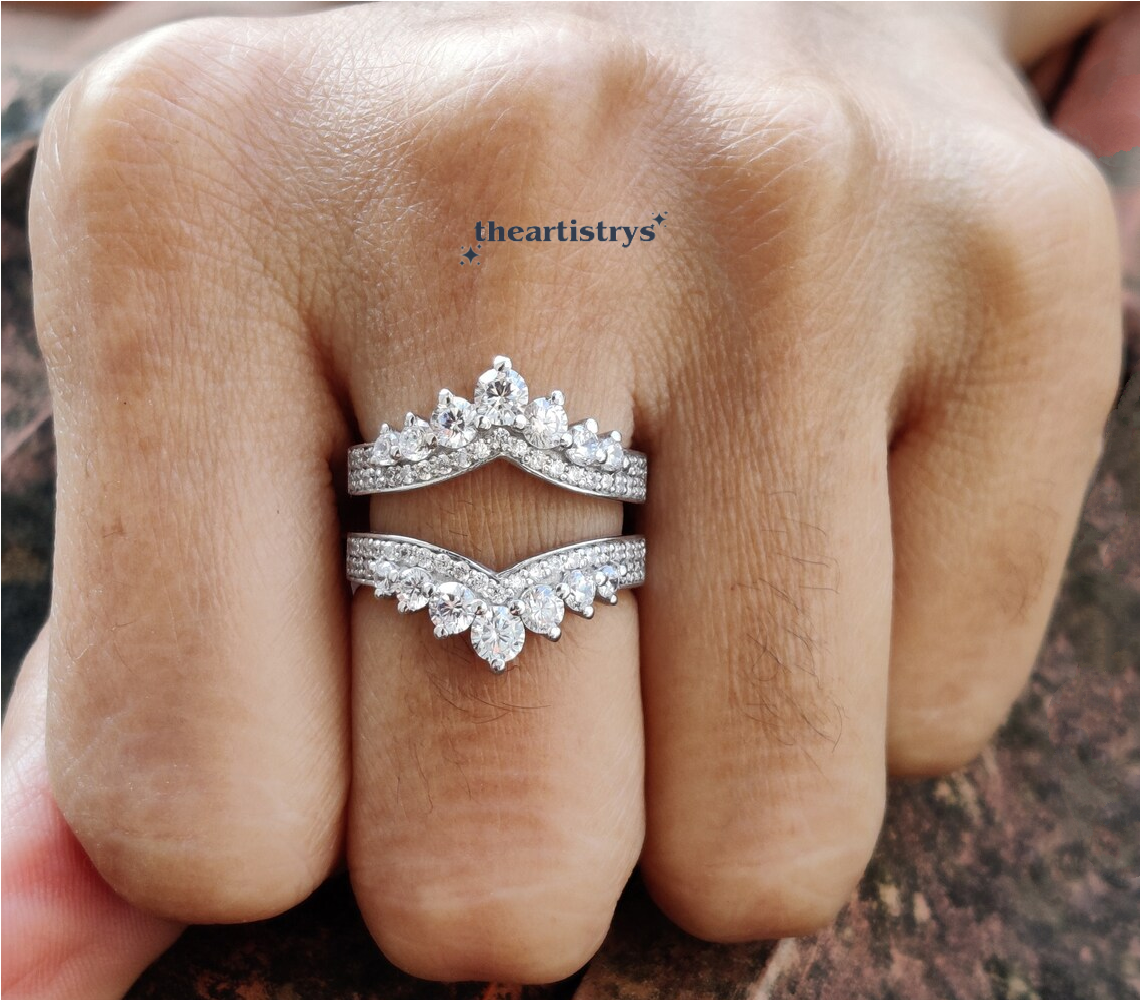 2 Carat Round Cut Simulated Diamond Enhancer Wedding Band Solid 14K White Gold