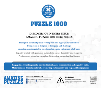 AMAZING PUZZLES 1000 Piece Jigsaw Puzzle 19x27in with Poster- Wild Beauty Horses