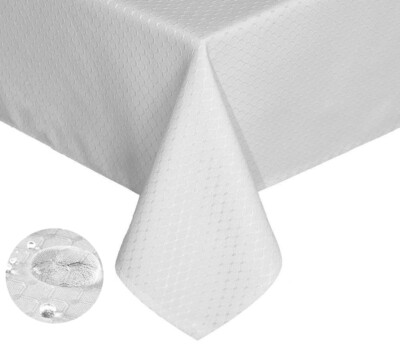 Tektrum 60''X84'' Rectangular Waffle Tablecloth-Waterproof/Stain Resistant (White)